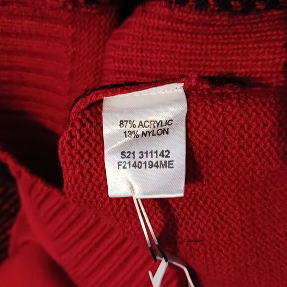 NEW Weatherproof Vintage Buffalo Check Crew Neck Sweater Black & Red Size L - Picture 8 of 11